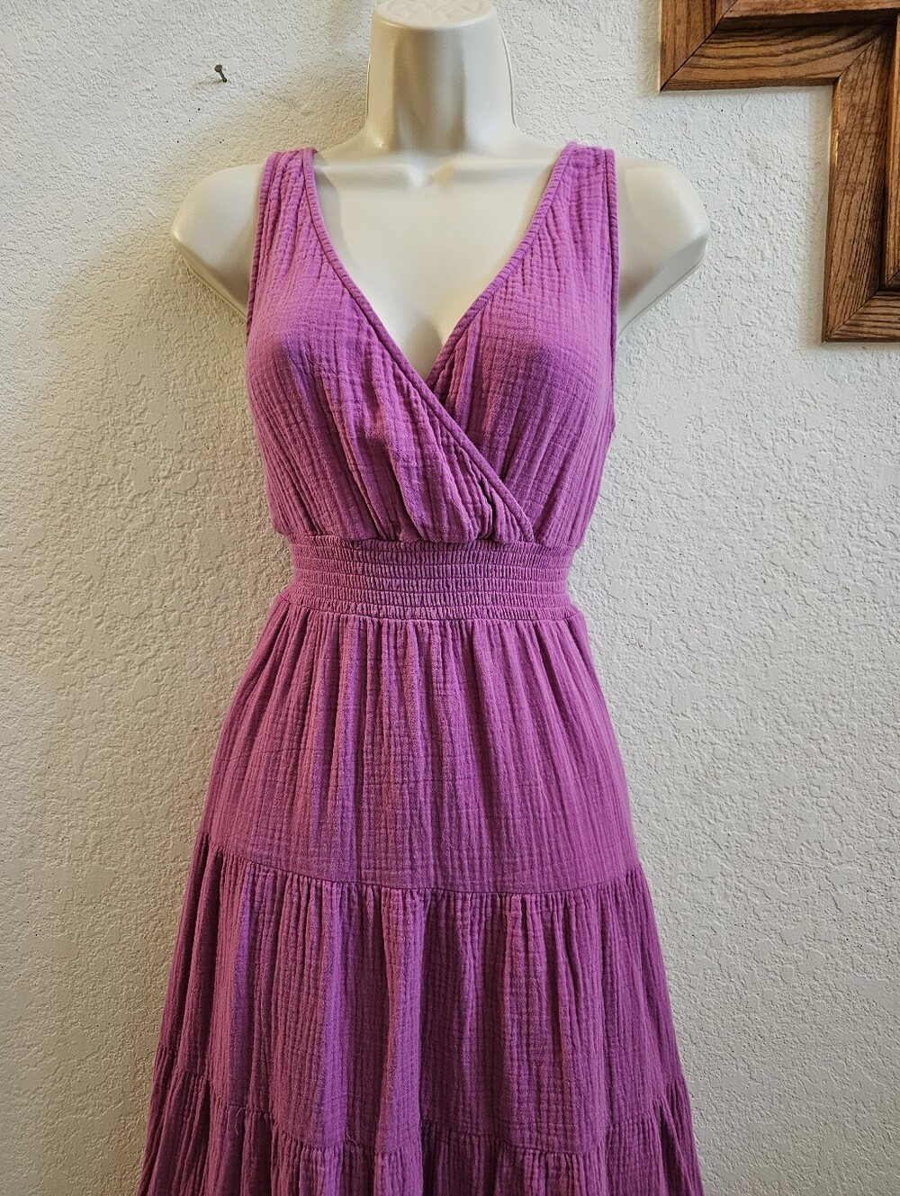 Universal Thread Fuchsia Cotton Tiered Maxi Dress Size S - Picture 2 of 5